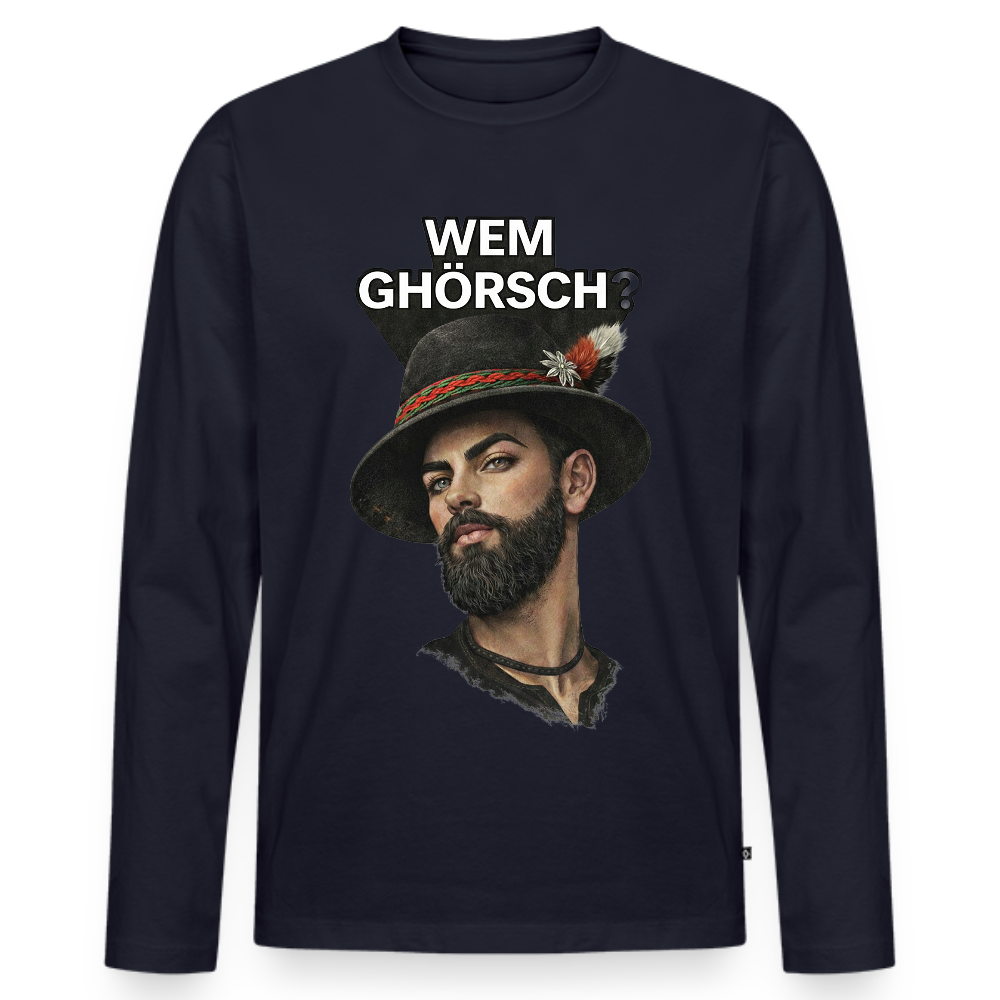 Wem ghörsch? – Alemannische Klärung | Männer Premium Bio Langarmshirt - Navy