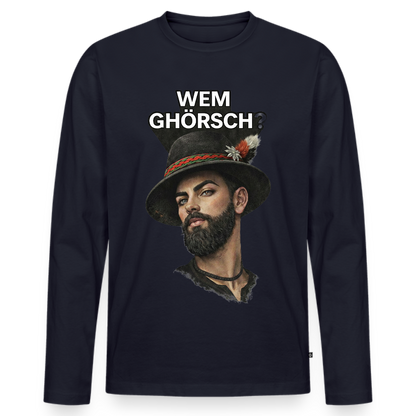 Wem ghörsch? – Alemannische Klärung | Männer Premium Bio Langarmshirt - Navy