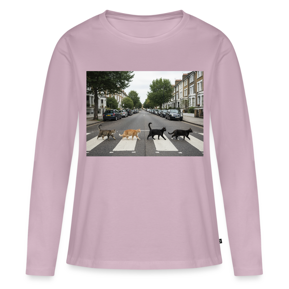 The Purrfect Crossing – Wir waren vor der Band da | Frauen Premium Bio Langarmshirt - Altrosa