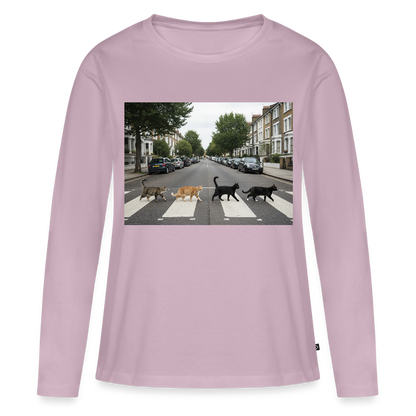 The Purrfect Crossing – Wir waren vor der Band da | Frauen Premium Bio Langarmshirt - Altrosa
