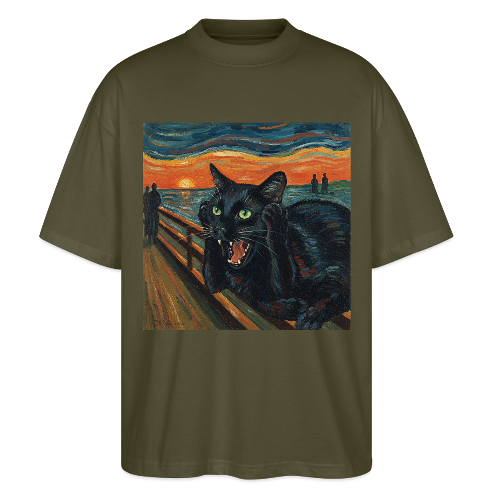 Der Schrei… aber die Katze hat’s zuerst gemerkt | Stanley/Stella Oversized Unisex Bio T-Shirt Blaster - Khaki