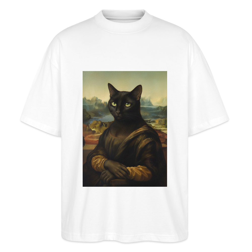 Mona Lisa… aber es ist eine Katze | Stanley/Stella Oversized Unisex Bio T-Shirt Blaster - Weiß