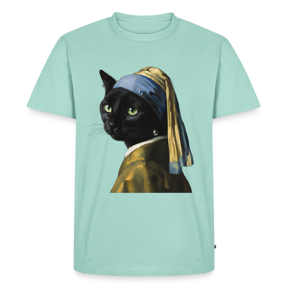 Das Mädchen mit dem Perlenohrring… aber es ist eine Katze | Männer Premium T-Shirt - Mint 