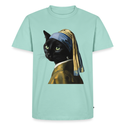 Das Mädchen mit dem Perlenohrring… aber es ist eine Katze | Männer Premium T-Shirt - Mint 