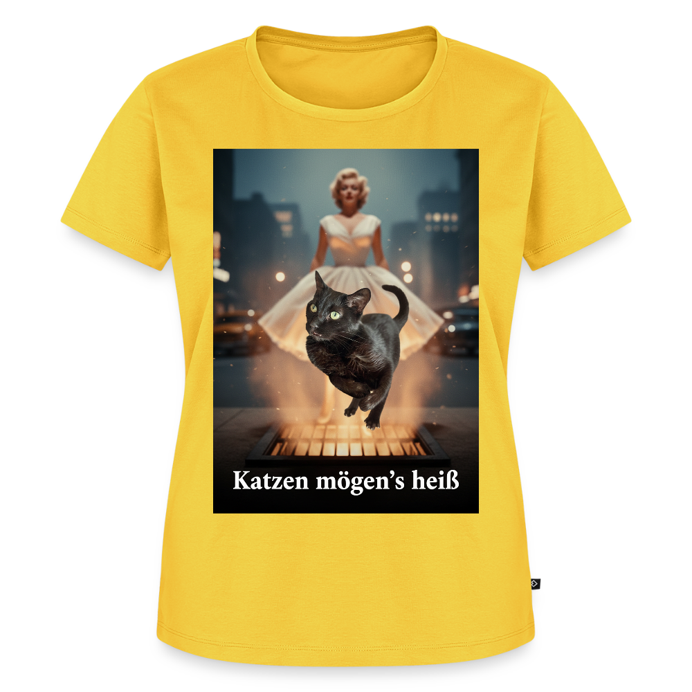 Katzen mögen’s heiß | Frauen Premium T-Shirt - Gelb