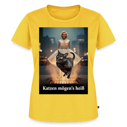 Katzen mögen’s heiß | Frauen Premium T-Shirt - Gelb