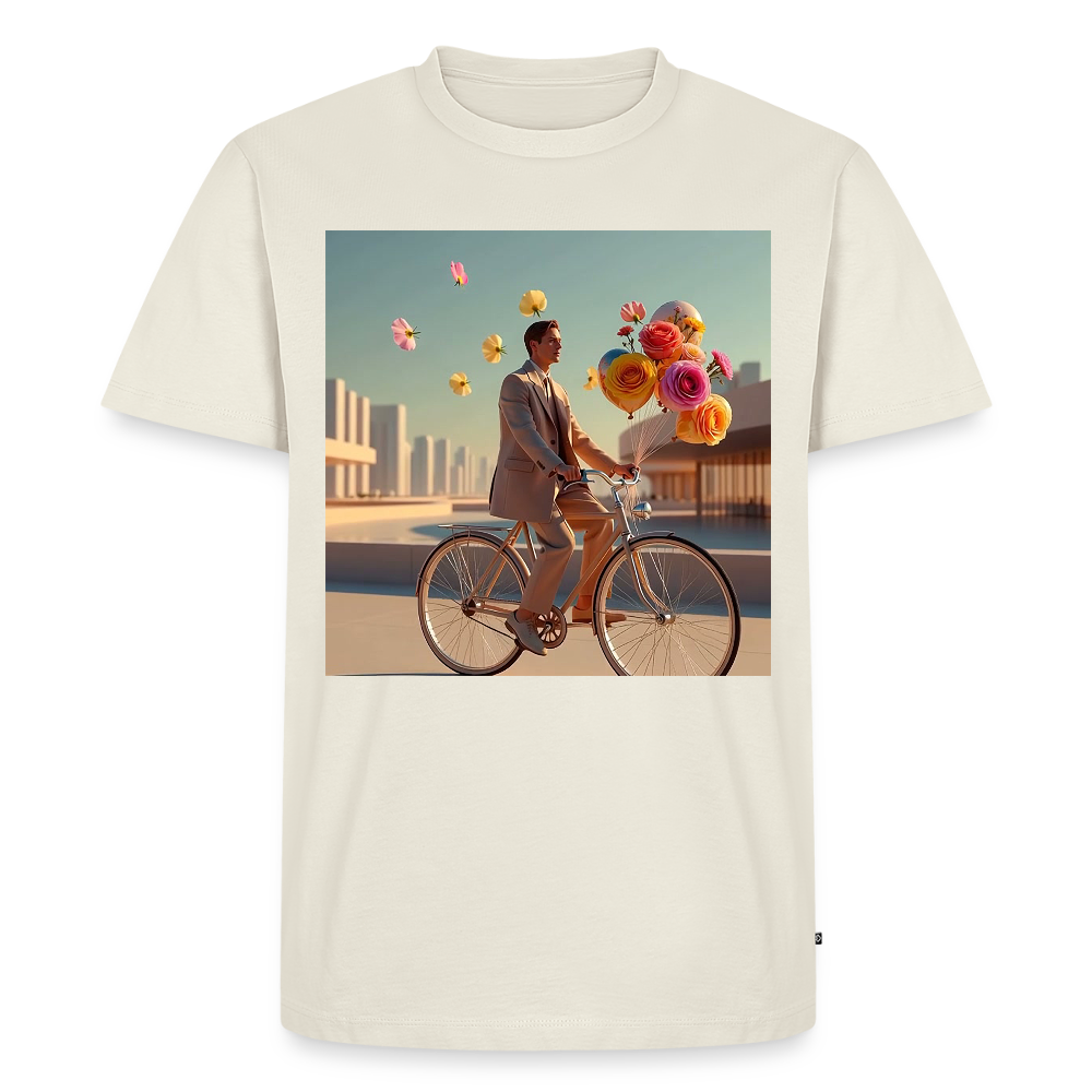 Fahrt ins Ungewisse (mit Blumen) | Männer Premium T-Shirt - Naturweiß