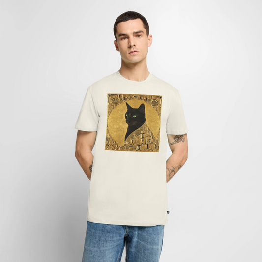 Adele… aber sie schnurrt – Goldene Katze à la Klimt | Männer Premium T-Shirt - Naturweiß
