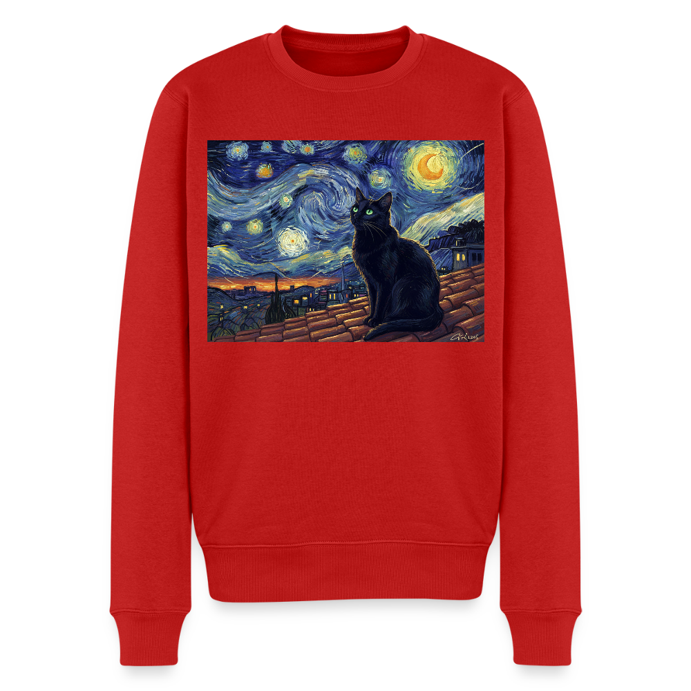 Sternennacht… aber die Katze denkt nach |  Männer Premium Pullover - Rot