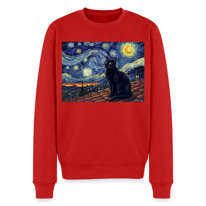 Sternennacht… aber die Katze denkt nach |  Männer Premium Pullover - Rot