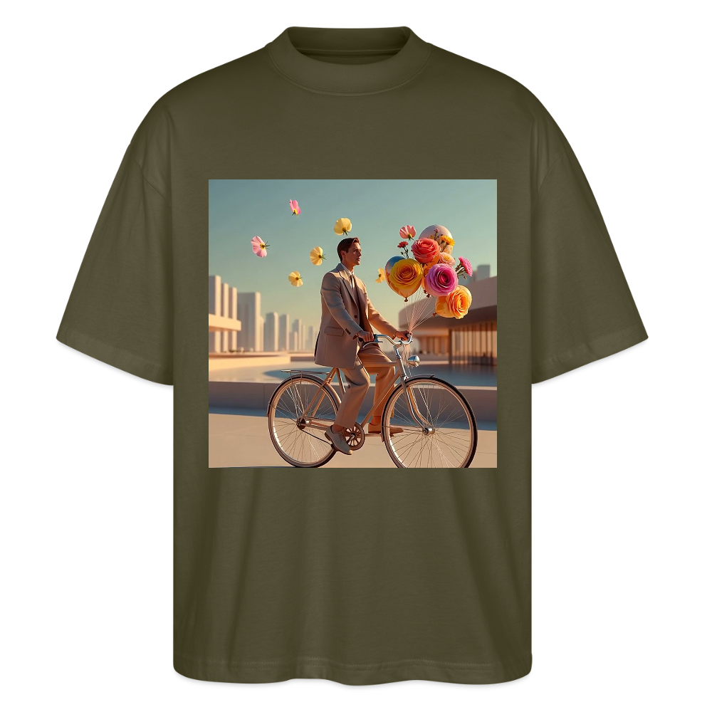 Fahrt ins Ungewisse (mit Blumen) | Stanley/Stella Oversized Unisex Bio T-Shirt Blaster - Khaki