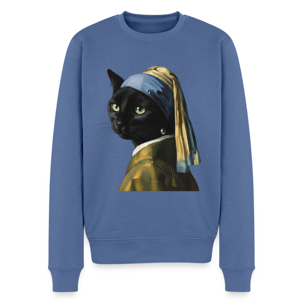Das Mädchen mit dem Perlenohrring… aber es ist eine Katze |  Männer Premium Pullover - Taubenblau