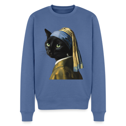 Das Mädchen mit dem Perlenohrring… aber es ist eine Katze |  Männer Premium Pullover - Taubenblau