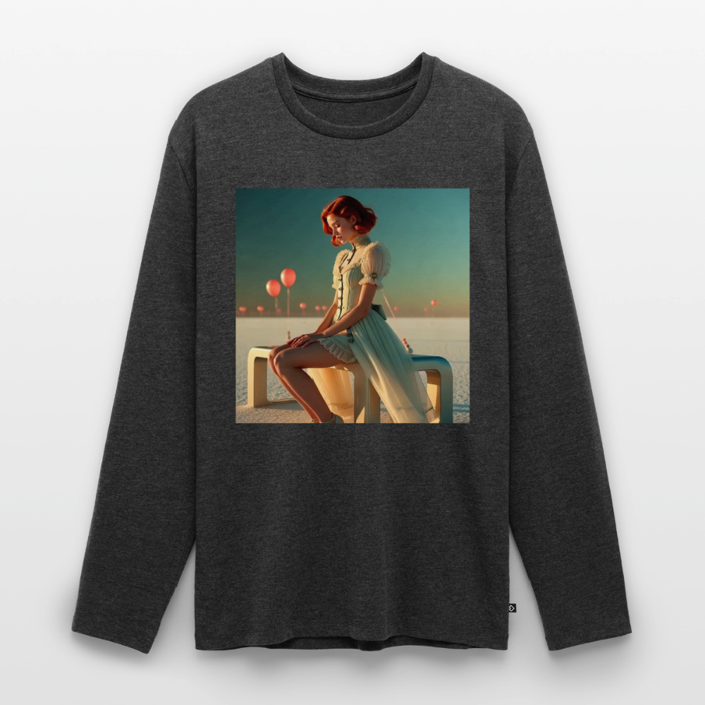 Leise Gedanken bei lauter Farben | Männer Premium Bio Langarmshirt - Anthrazit meliert