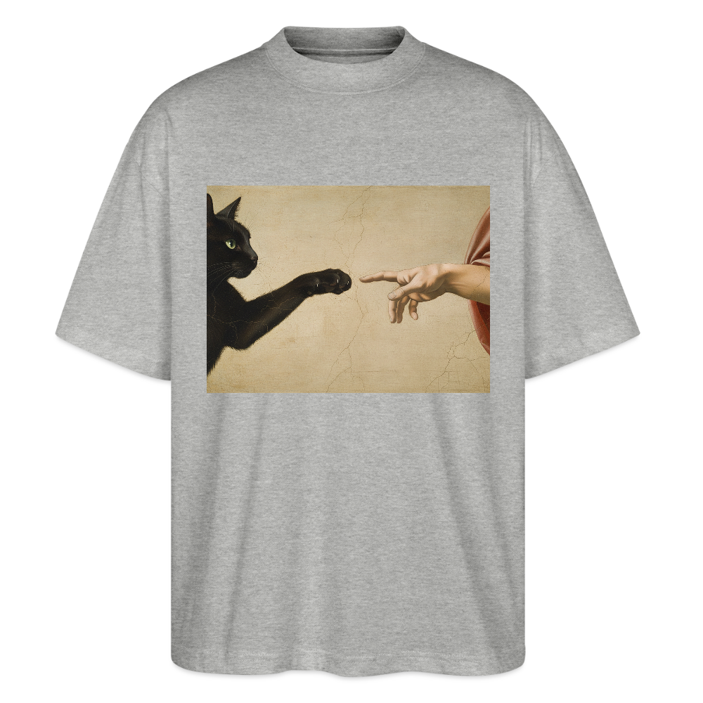 Die Erschaffung Adams… aber die Katze war schneller | Stanley/Stella Oversized Unisex Bio T-Shirt Blaster - Grau meliert