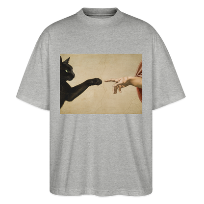 Die Erschaffung Adams… aber die Katze war schneller | Stanley/Stella Oversized Unisex Bio T-Shirt Blaster - Grau meliert