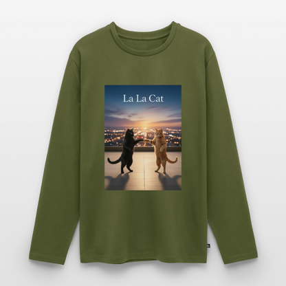 La La Cat – Tanz über den Dächern | Männer Premium Bio Langarmshirt - Khaki