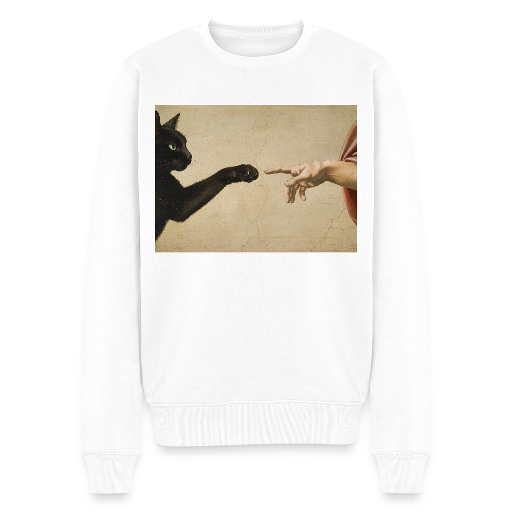 Die Erschaffung Adams… aber die Katze war schneller |  Männer Premium Pullover - Weiß
