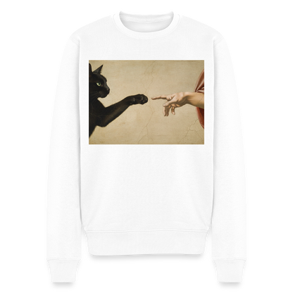 Die Erschaffung Adams… aber die Katze war schneller |  Männer Premium Pullover - Weiß
