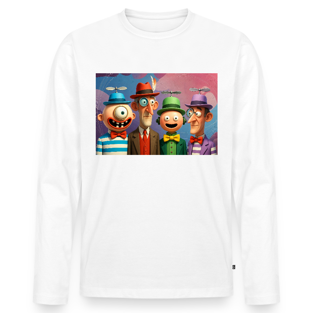 Gedankenkreise auf Hochtouren | Männer Premium Bio Langarmshirt - Weiß