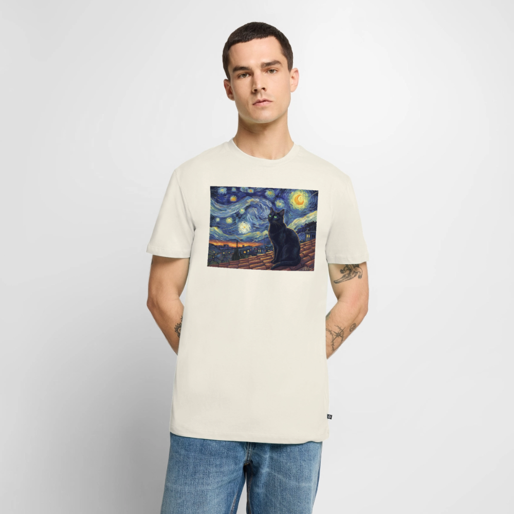 Sternennacht… aber die Katze denkt nach | Männer Premium T-Shirt - Naturweiß