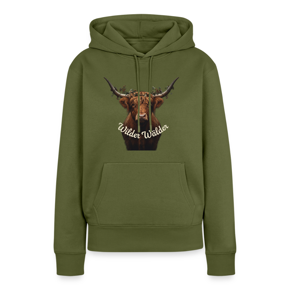 Wilder Wälder – Schwarzwald Highland Rind | Frauen Premium Hoodie - Khaki