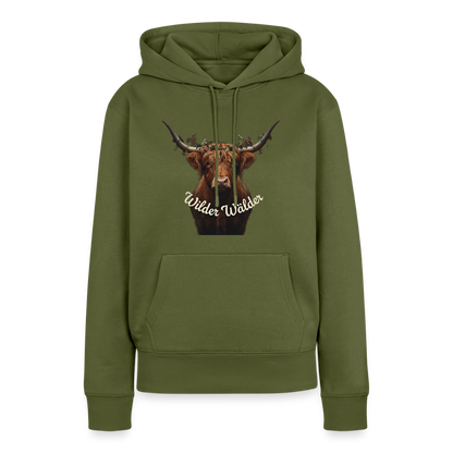 Wilder Wälder – Schwarzwald Highland Rind | Frauen Premium Hoodie - Khaki