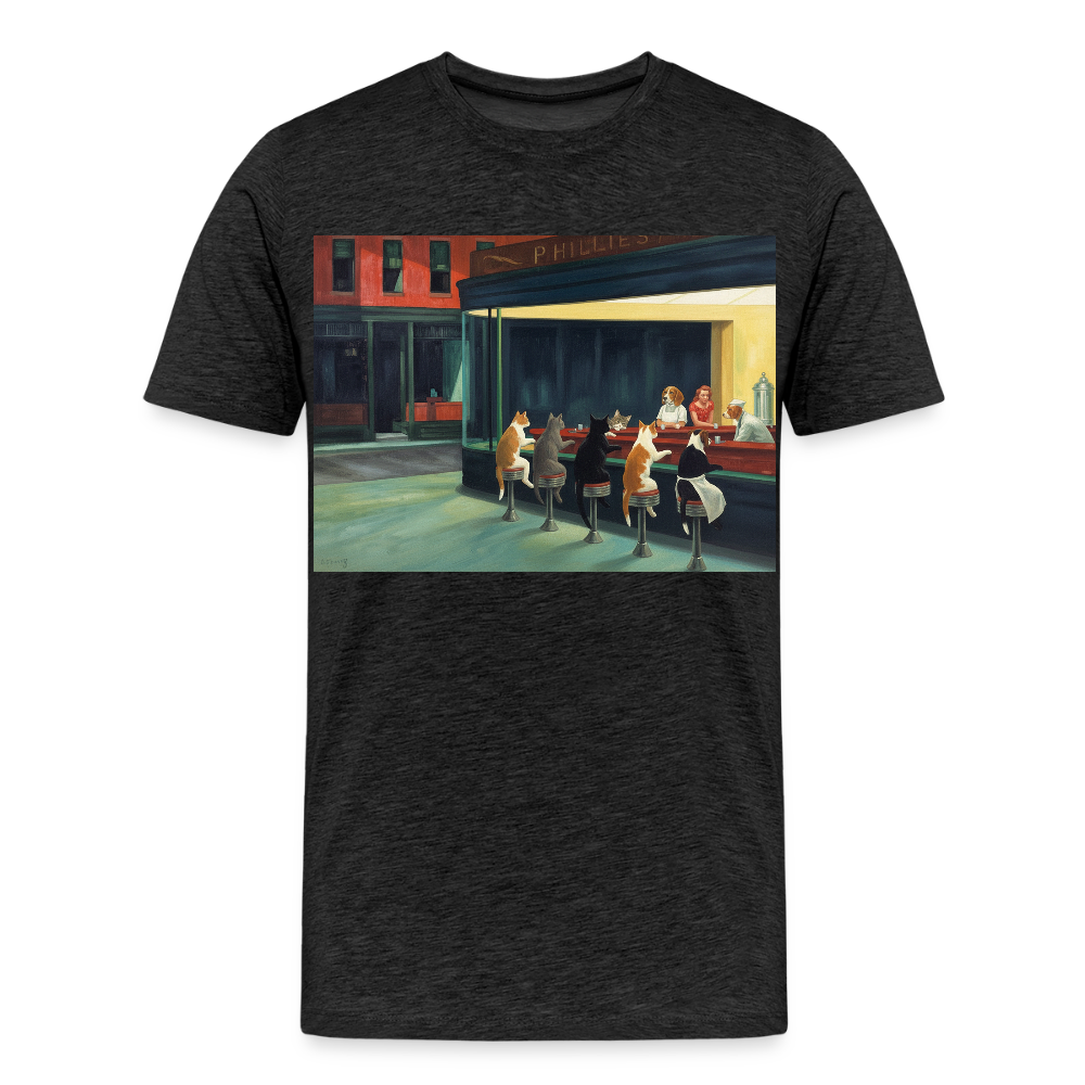 Wenn Hopper Katzen gemalt hätte | Männer Premium T-Shirt - Anthrazit