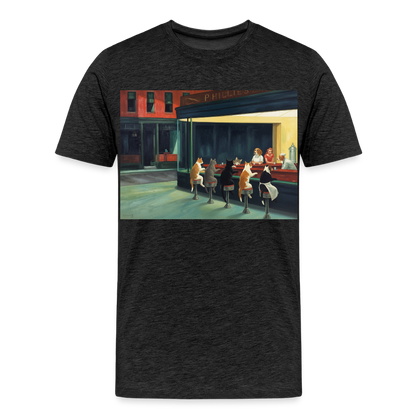 Wenn Hopper Katzen gemalt hätte | Männer Premium T-Shirt - Anthrazit