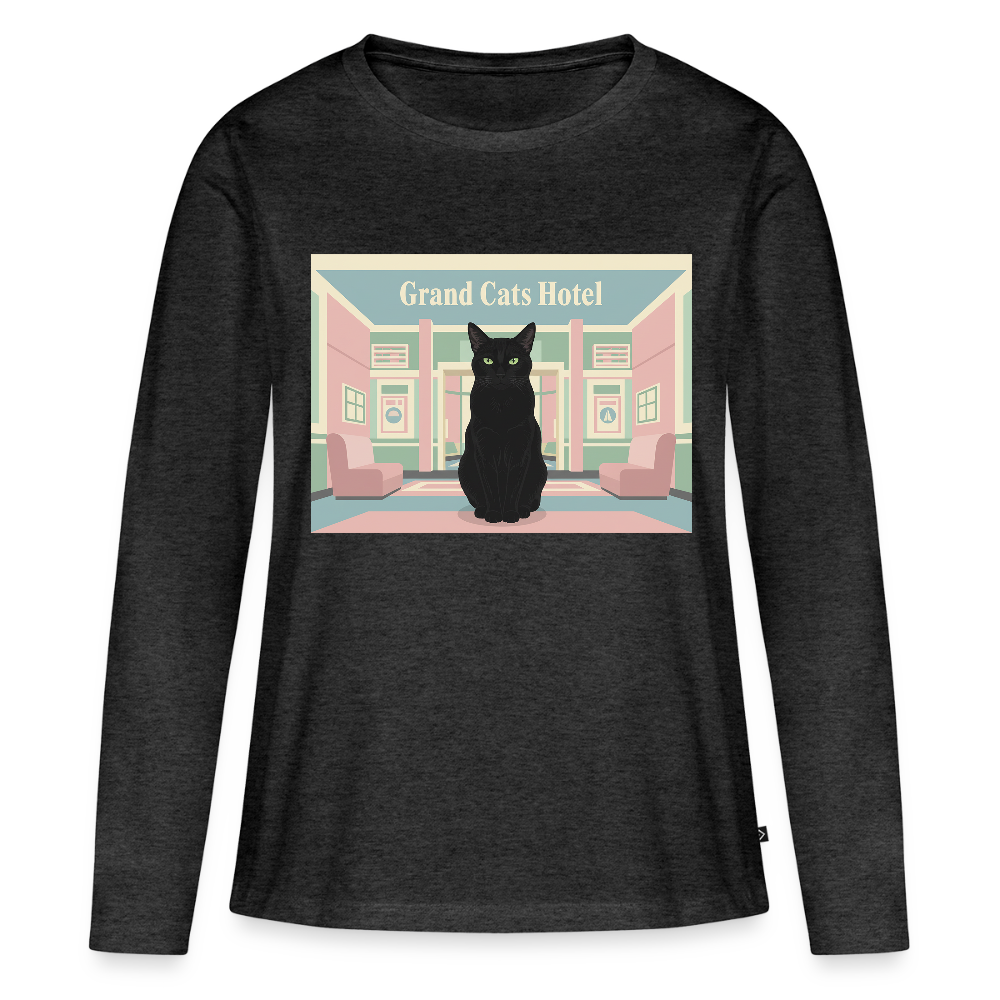 Grand Hotel Krümel | Frauen Premium Bio Langarmshirt - Anthrazit meliert