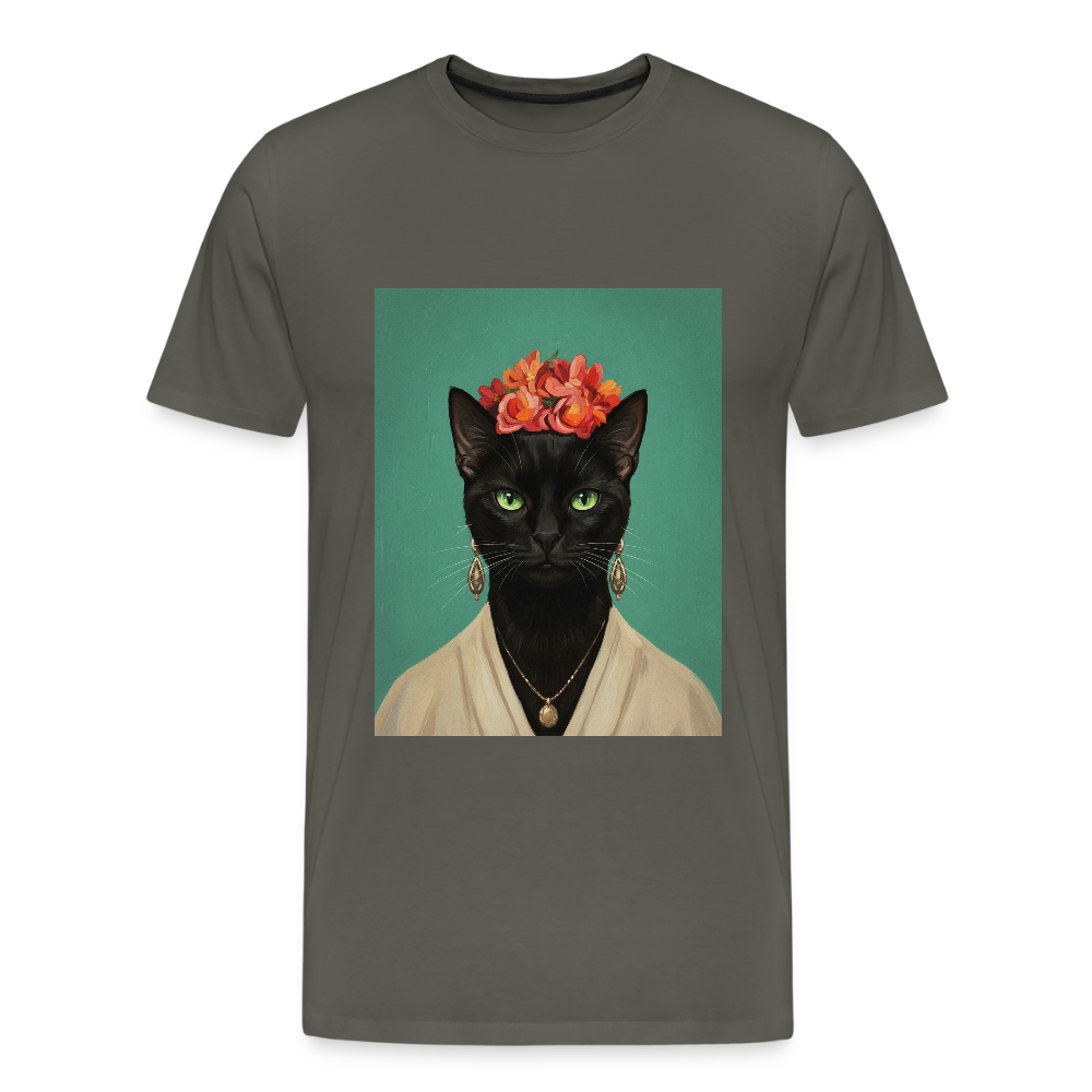 Frida Katze – Künstlerisches Katzenporträt | Premium Herren T-Shirt - asphalt