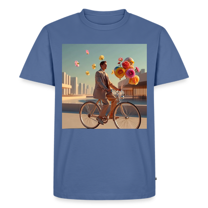 Fahrt ins Ungewisse (mit Blumen) | Männer Premium T-Shirt - Taubenblau