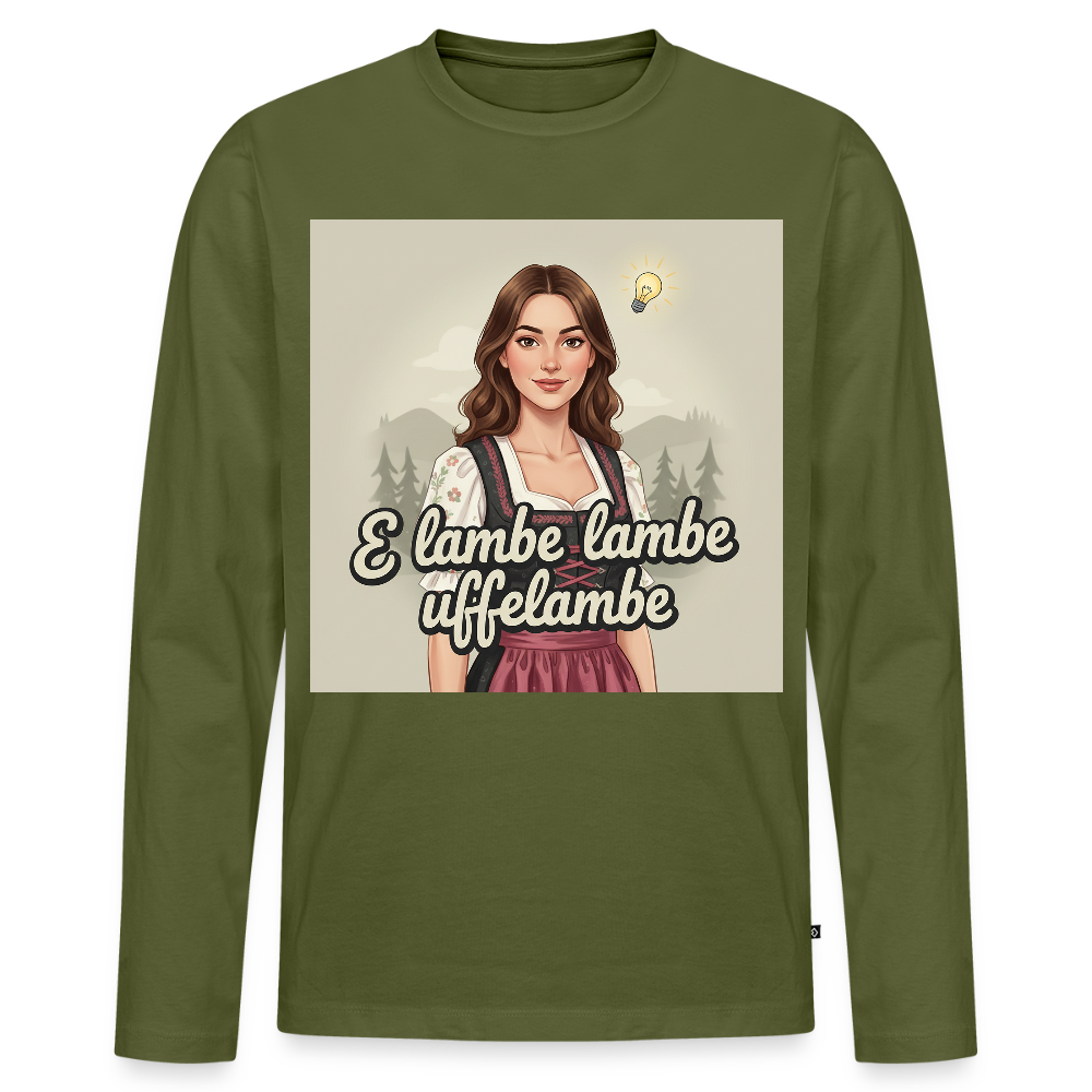 E Lambe, lambe, uffelambe – Alemannischer Geistesblitz | Männer Premium Bio Langarmshirt - Khaki