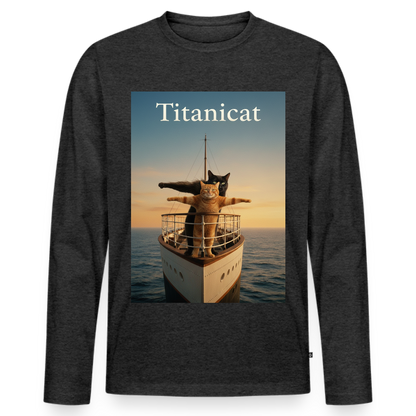 Titanicat – Ich bin der König der Kratzbäume | Männer Premium Bio Langarmshirt - Anthrazit meliert