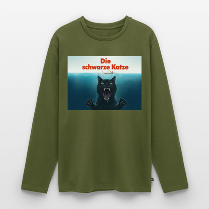 Die schwarze Katze – Krümel taucht auf | Männer Premium Bio Langarmshirt - Khaki