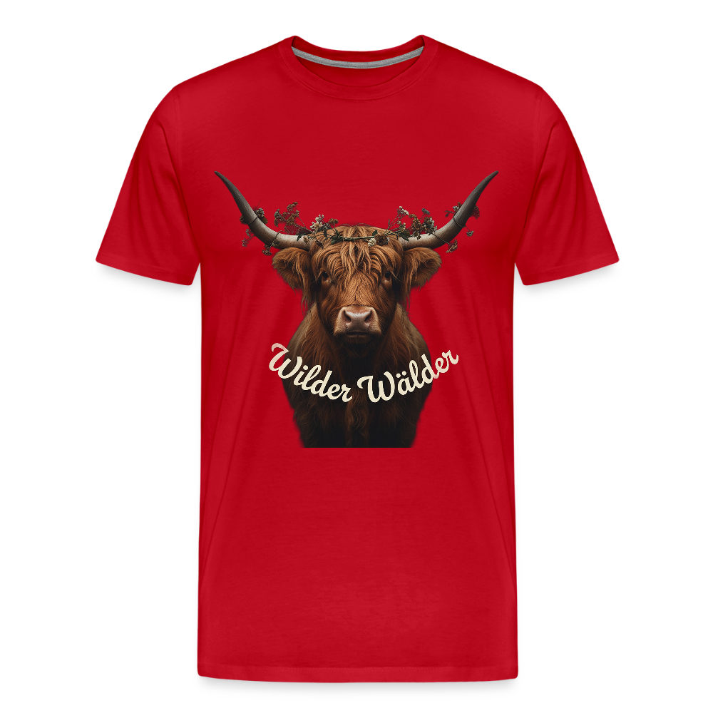 Wilder Wälder – Schwarzwald Highland Rind | Männer Premium T-Shirt - Rot
