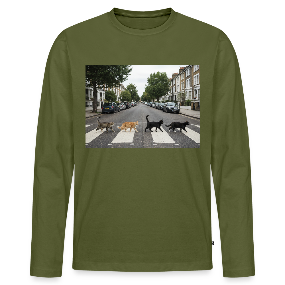 The Purrfect Crossing – Wir waren vor der Band da | Männer Premium Bio Langarmshirt - Khaki