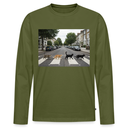 The Purrfect Crossing – Wir waren vor der Band da | Männer Premium Bio Langarmshirt - Khaki