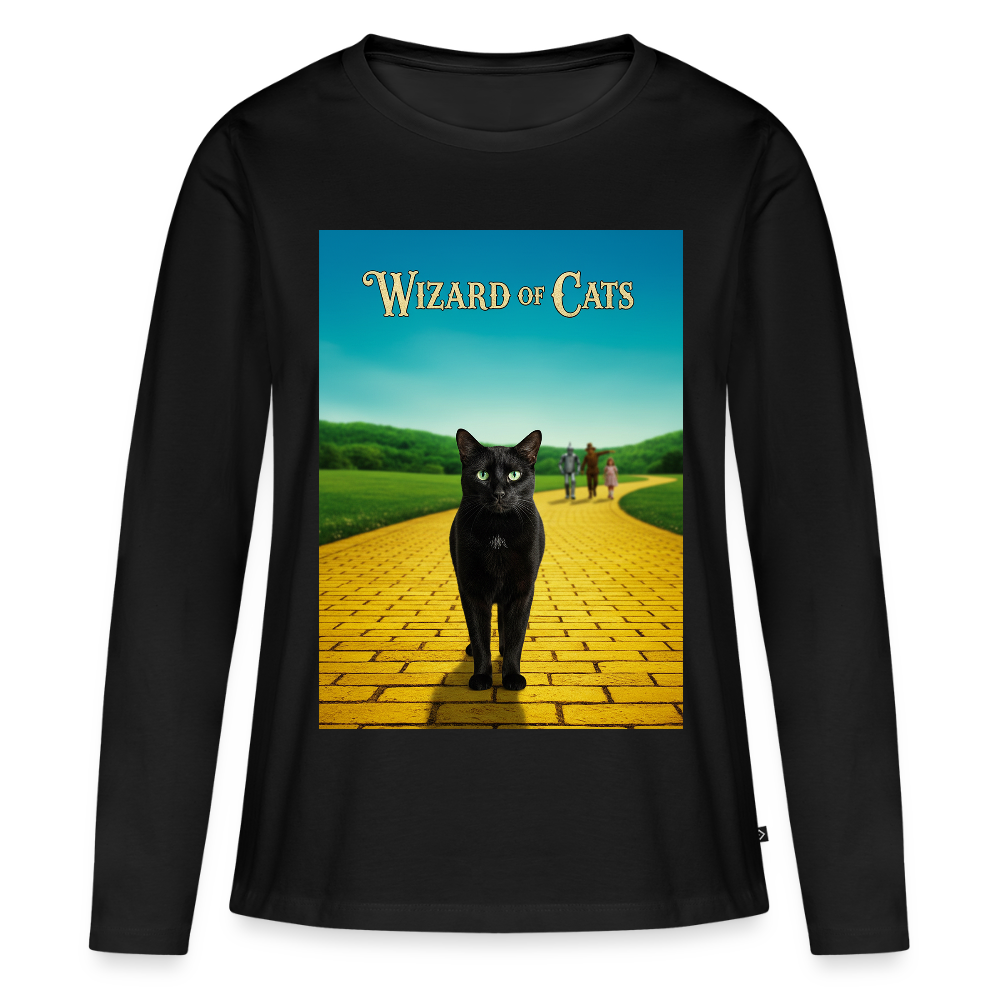 Wizard of Cats – Der gelbe Weg gehört Krümel | Frauen Premium Bio Langarmshirt - Schwarz