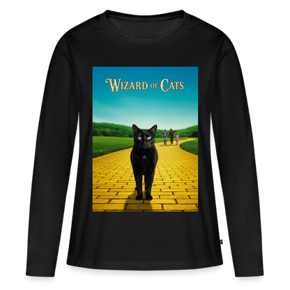 Wizard of Cats – Der gelbe Weg gehört Krümel | Frauen Premium Bio Langarmshirt - Schwarz