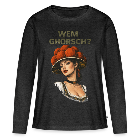 Wem ghörsch? – Schwarzwald Edition | Frauen Premium Bio Langarmshirt - Anthrazit meliert