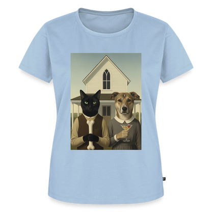 American Gothic… aber mit Katze und Hund | Frauen Premium T-Shirt - Hellblau