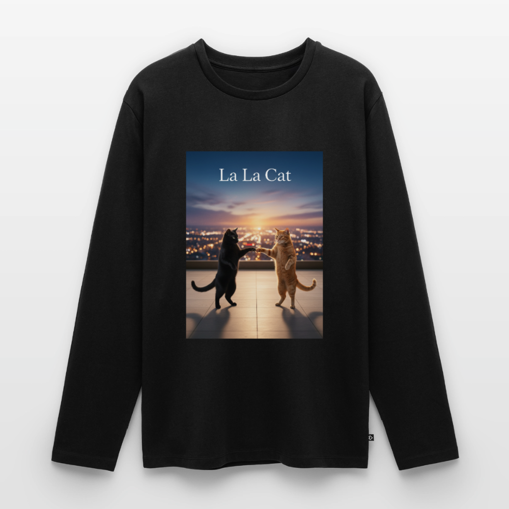 La La Cat – Tanz über den Dächern | Männer Premium Bio Langarmshirt - Schwarz