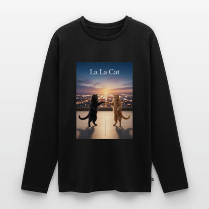 La La Cat – Tanz über den Dächern | Männer Premium Bio Langarmshirt - Schwarz