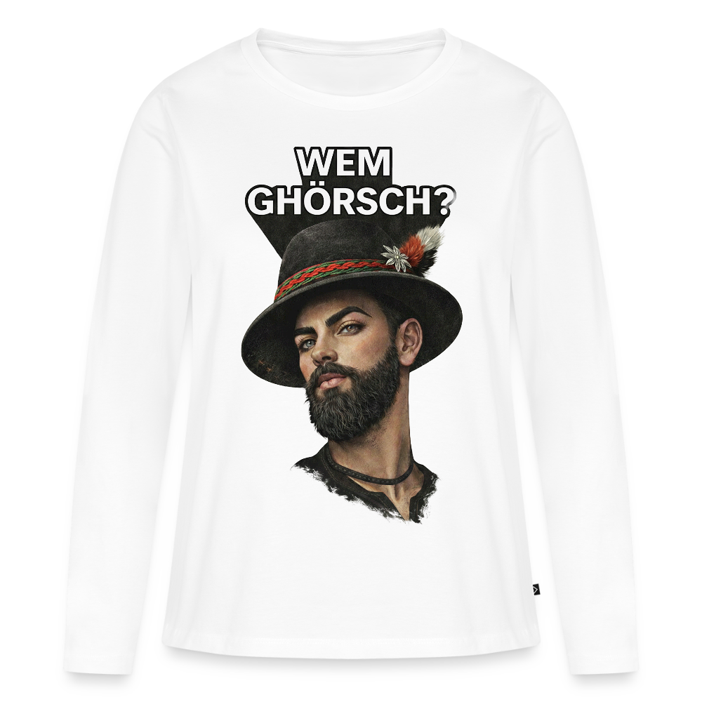 Wem ghörsch? – Alemannische Klärung | Frauen Premium Bio Langarmshirt - Weiß