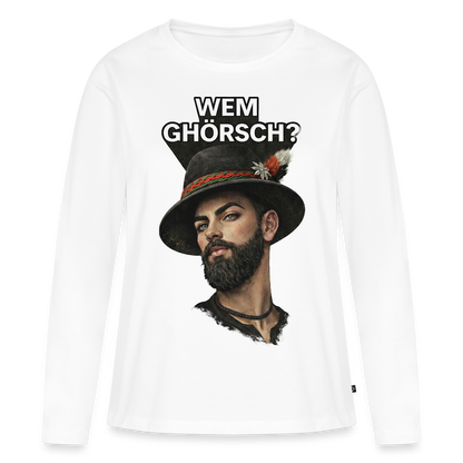 Wem ghörsch? – Alemannische Klärung | Frauen Premium Bio Langarmshirt - Weiß
