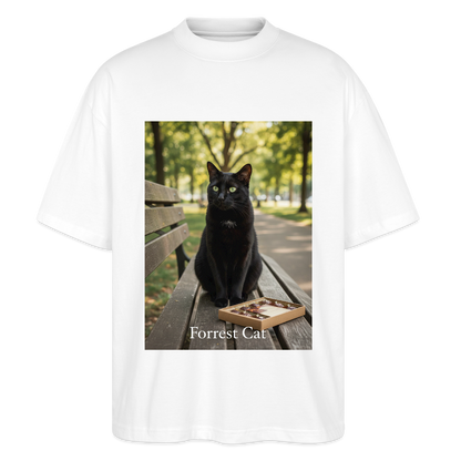 Forrest Cat – Krümel wartet | Stanley/Stella Oversized Unisex Bio T-Shirt Blaster - Weiß