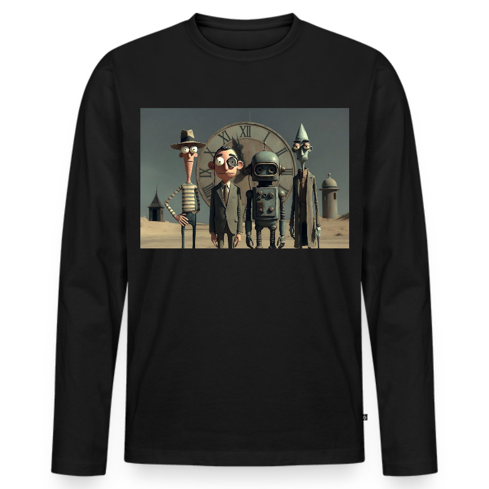 Pünktlich zu spät – Die seltsame Gesellschaft | Männer Premium Bio Langarmshirt - Schwarz