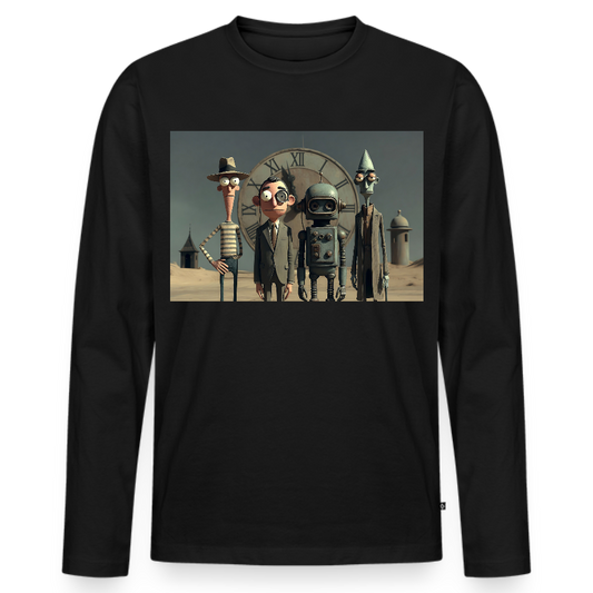 Pünktlich zu spät – Die seltsame Gesellschaft | Männer Premium Bio Langarmshirt - Schwarz