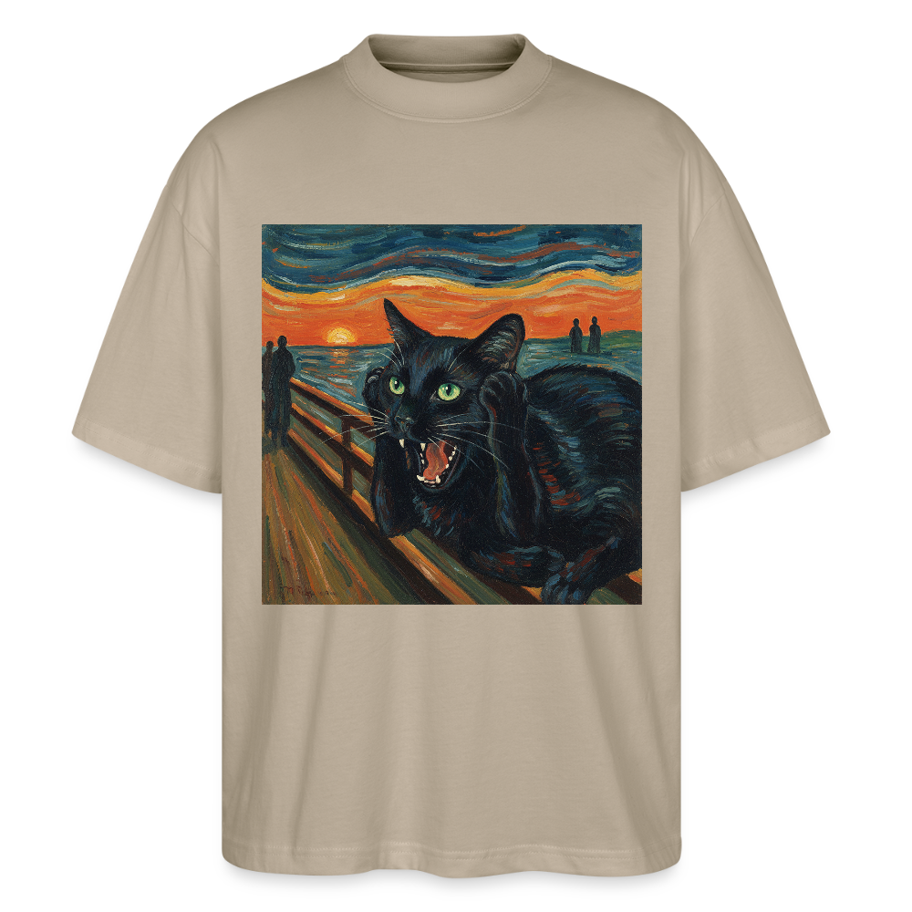 Der Schrei… aber die Katze hat’s zuerst gemerkt | Stanley/Stella Oversized Unisex Bio T-Shirt Blaster - Steingrau